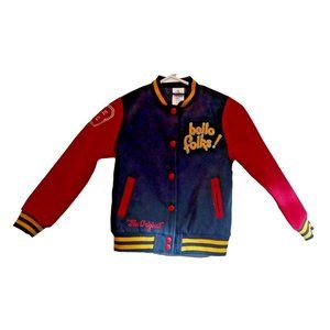 Disney Varsity Jacket Hello Folks Unisex Youth Size Small 5/6 Mickey Mouse Pluto